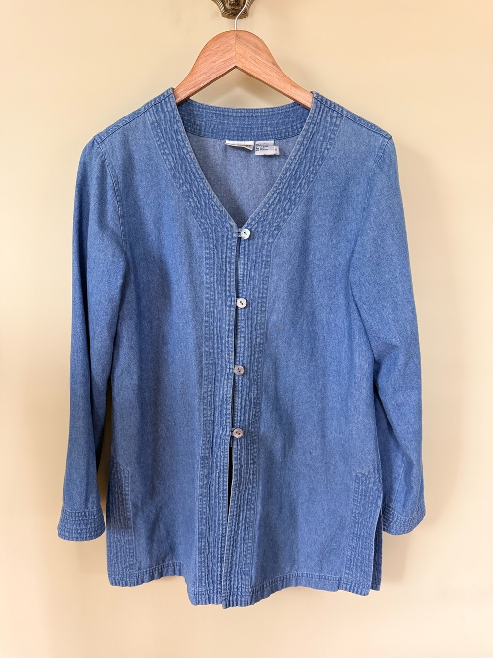 Newport News Light Blue Denim Shirt Jacket Womens Size 8 Medium Cottagecore